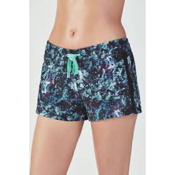 Fabletics Large Print Drawstring Shorts Workout L Oleisa Black Pam Short - Picture 1 of 8
